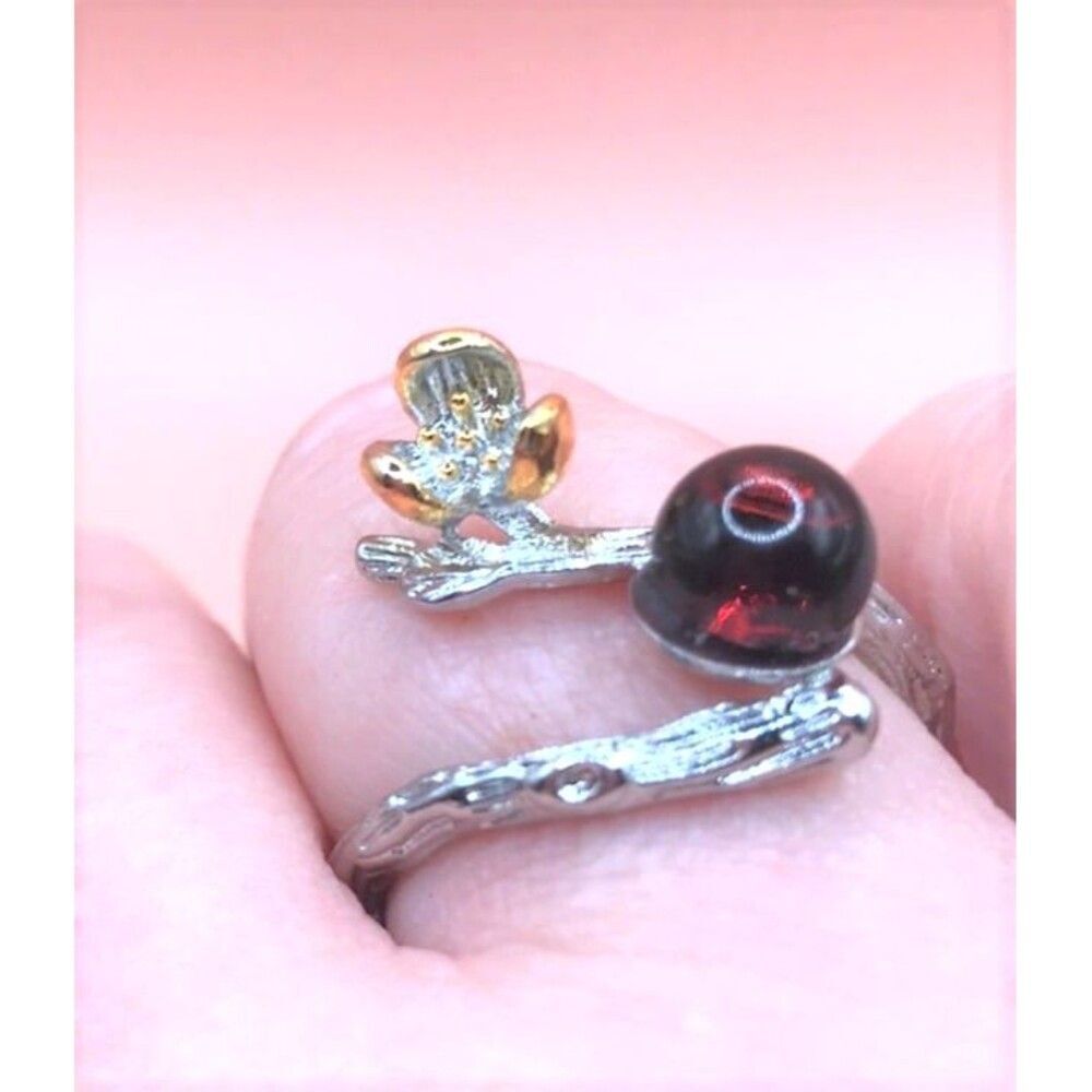 Beautiful Blood Amber Ring - Adjustable